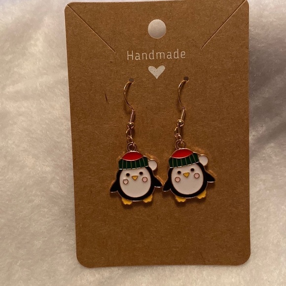 Christmas Penguin  Dangle Earrings - Picture 2 of 4